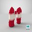 pair red wool mittens 3D