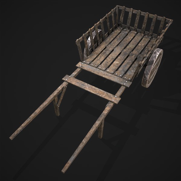 Long Bed Cart Metal Wheeled 3D model