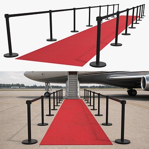 Red Carpet with Crowd Barriers 3D model
