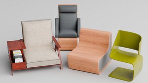 Modern Designer Chairs Collection 3D model