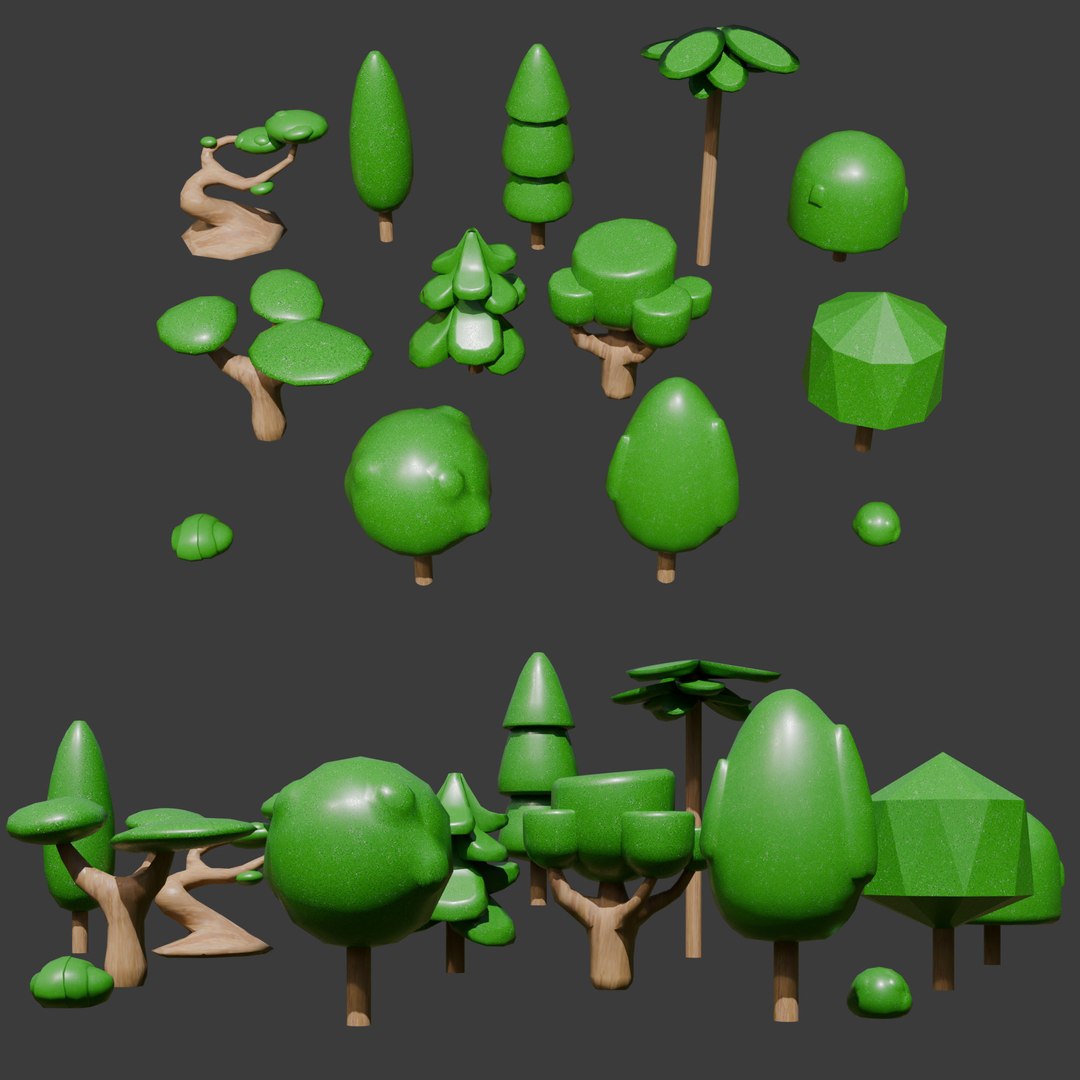3D 3D Tree Models Stylized And Optimized For Game Development ...