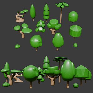 3D 3D Tree Models Stylized and Optimized for Game Development