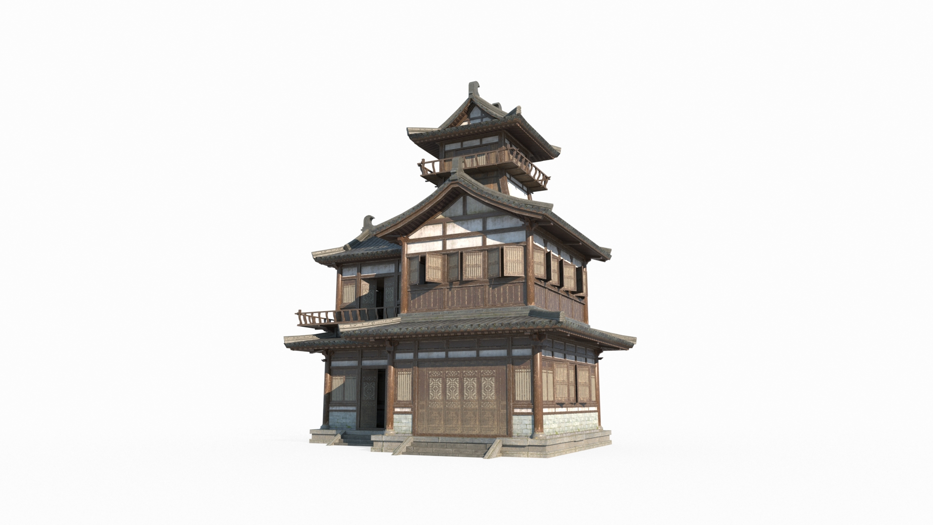 3D Asian Ancient Architecture Shop Attic Model - TurboSquid 2064037
