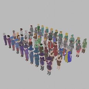 3D Low Poly Fantasy Character Collection Pack model