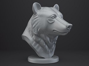 3D Bear Bust - Animal Figurine