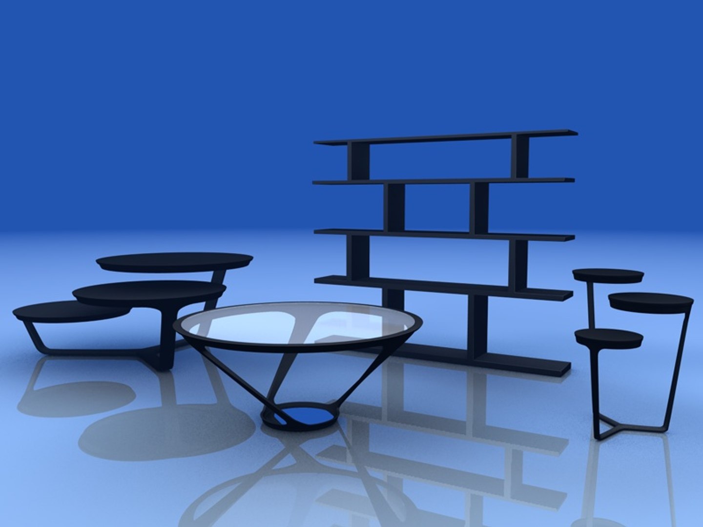 3d Model Set Tables Shelf