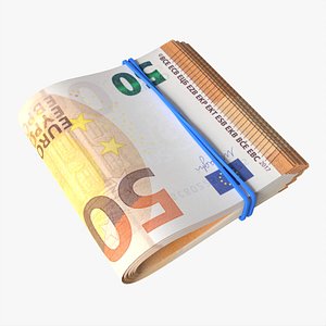 3D Euro banknotes folded and tied 02