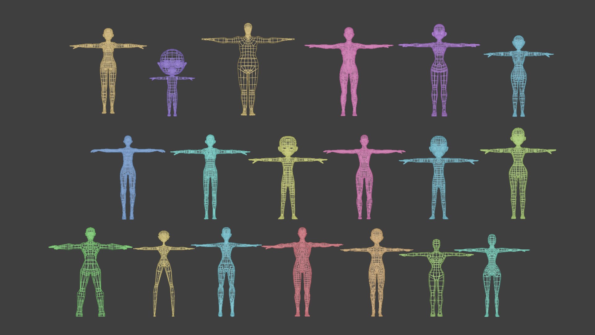 19 Stylized Female Base Mesh Pack Women 3D model Collection 3D https://p.turbosquid.com/ts-thumb/ub/KB1YcH/rO/19stylizedfemalebasemeshpackreadyforsculptingrigginganimation/png/1746925680/1920x1080/fit_q87/8338e9e138cf0ab9a6d357bb95cb2d8ba790e5f3/19stylizedfemalebasemeshpackreadyforsculptingrigginganimation.jpg