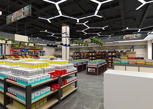 Supermarket Grocery Display Shelves Collection1 3D model