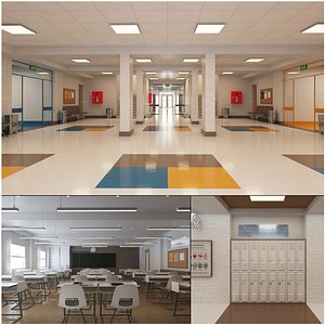 3D Modern School Interior model