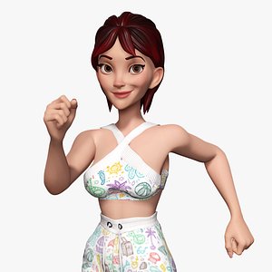 woman in summer sportswear jogging female 3D model