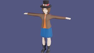 Cute girl character rigged model AND Walking animation