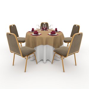 Banquet Table and Chair 06 3D