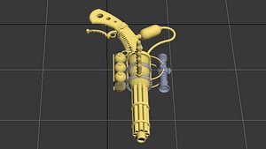 steampunk gatling pistol and ray gun