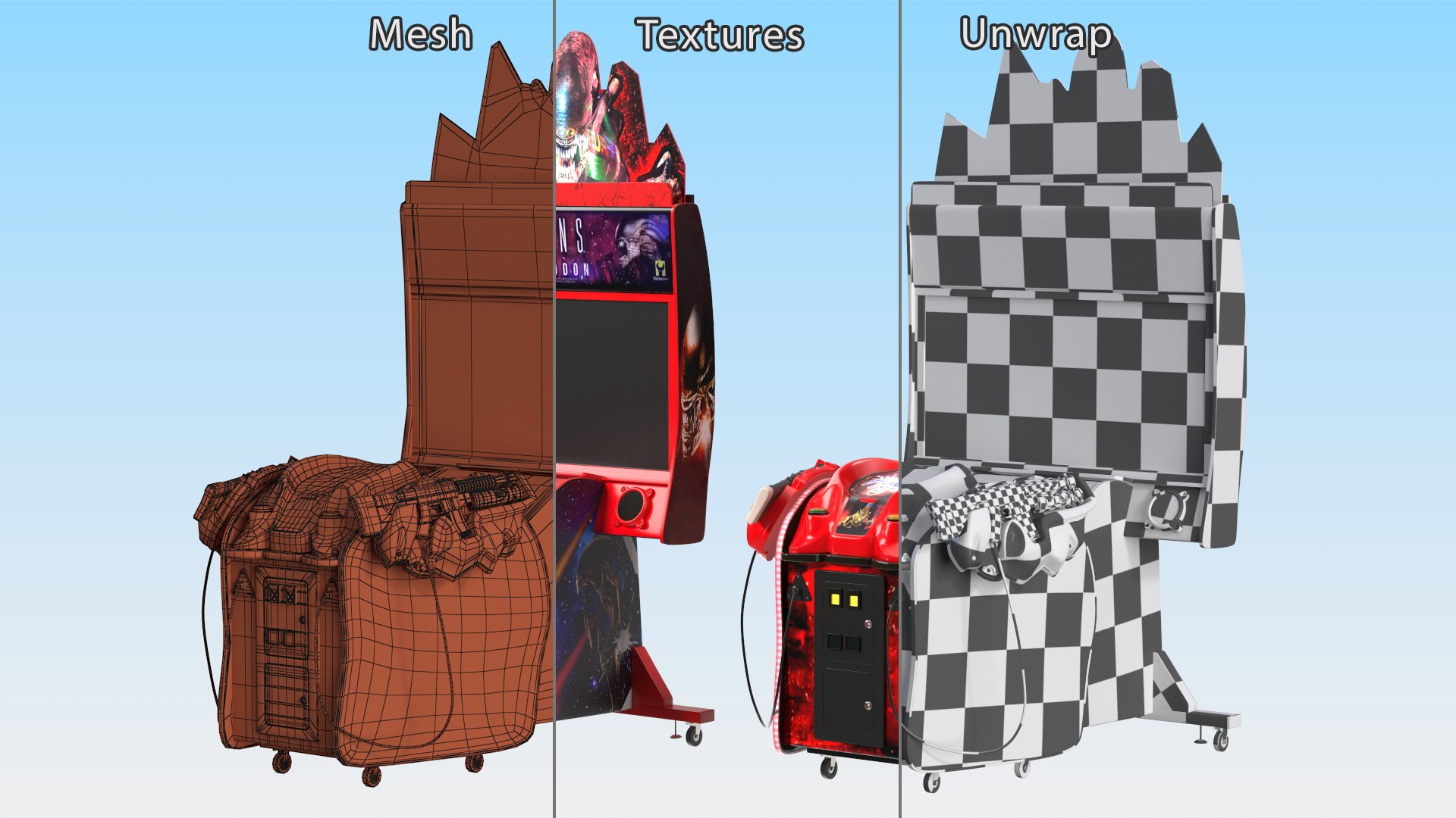 Arcade Game Machine Aliens Armageddon Off State Rigged 3D model ...