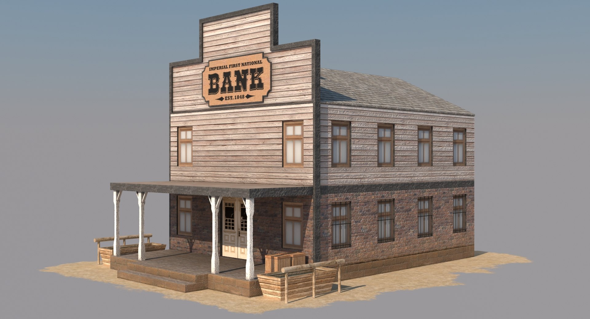 wild west bank 3d model