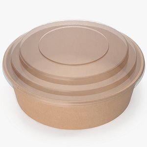 Kraft Food Bowl with Clear Lid for Soup for Salad 20 Oz 500 ml Mockup