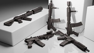 3D Stylized AR15 -5 Variations Game Ready
