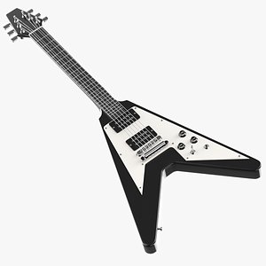 Detailed Black V Electric Guitar