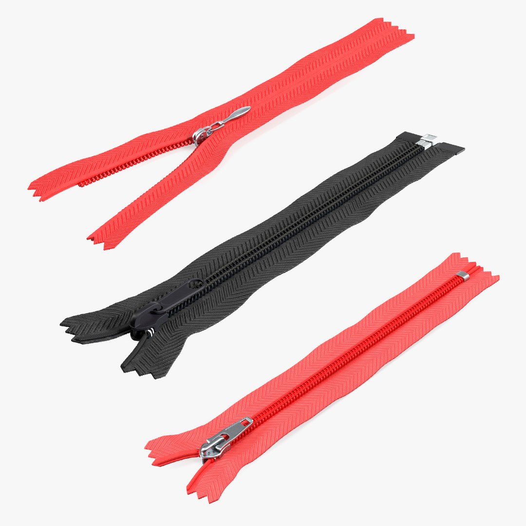 Nylon Coil Zippers Collection 3D model preview