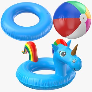 3D Three Detailed Inflatable Pool Toys model