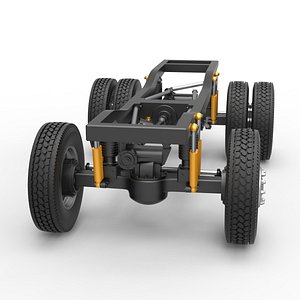 3D model Diecast Chassis of Monster Truck with semi truck wheels Scale 1 to 25