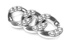 3D model cuban chain diamonds