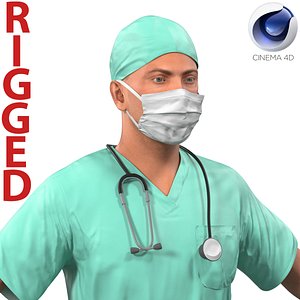 male surgeon rigged c4d