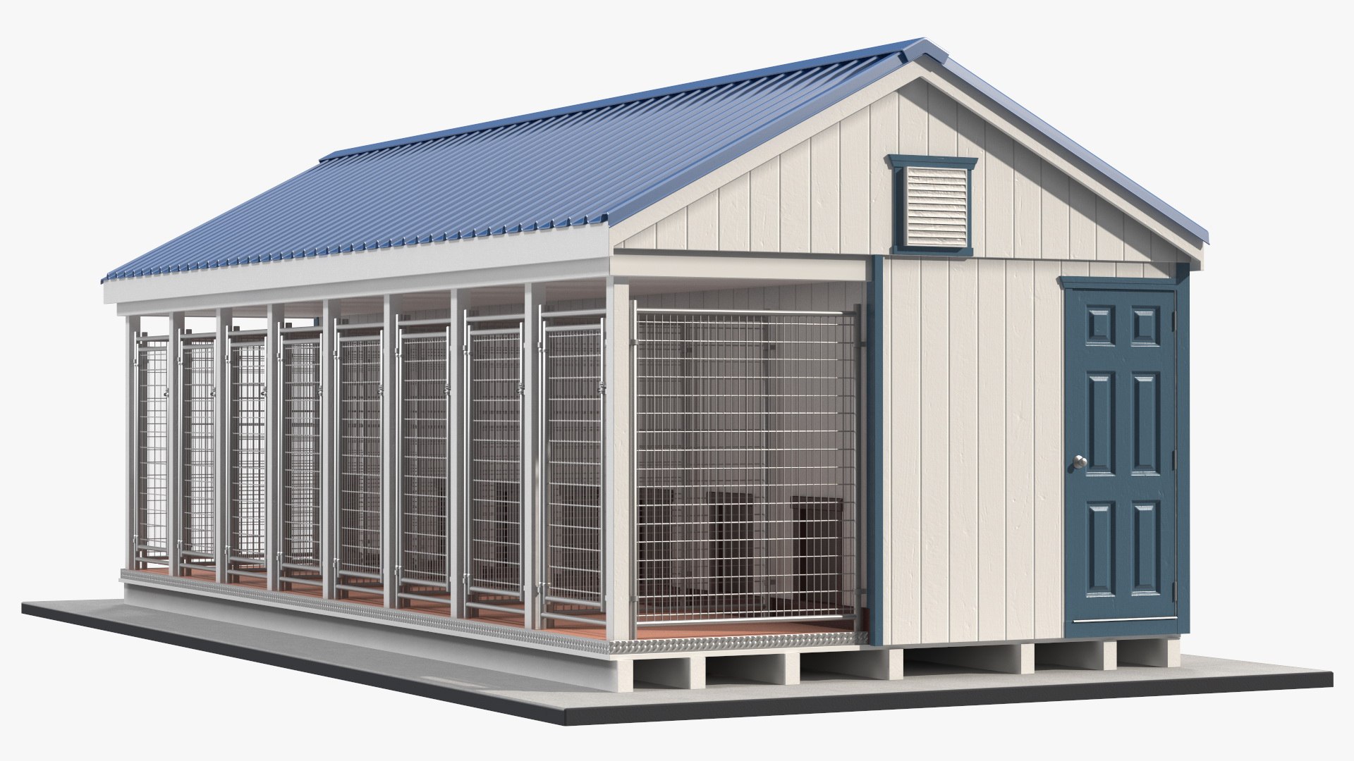 Outdoor Dog Kennel and Run 3D model preview