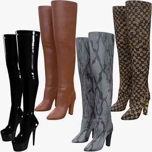 Female Boots Collection 3D model