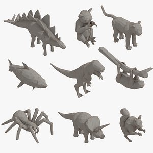 Low Poly 3d  Art Animals Isometric Icon Pack 02 3D model