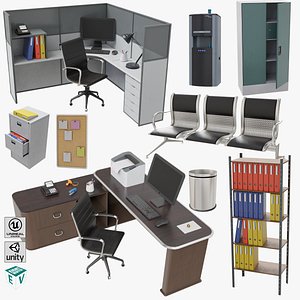 Office Props Collection Single Mat All PBR Unity UE Textures