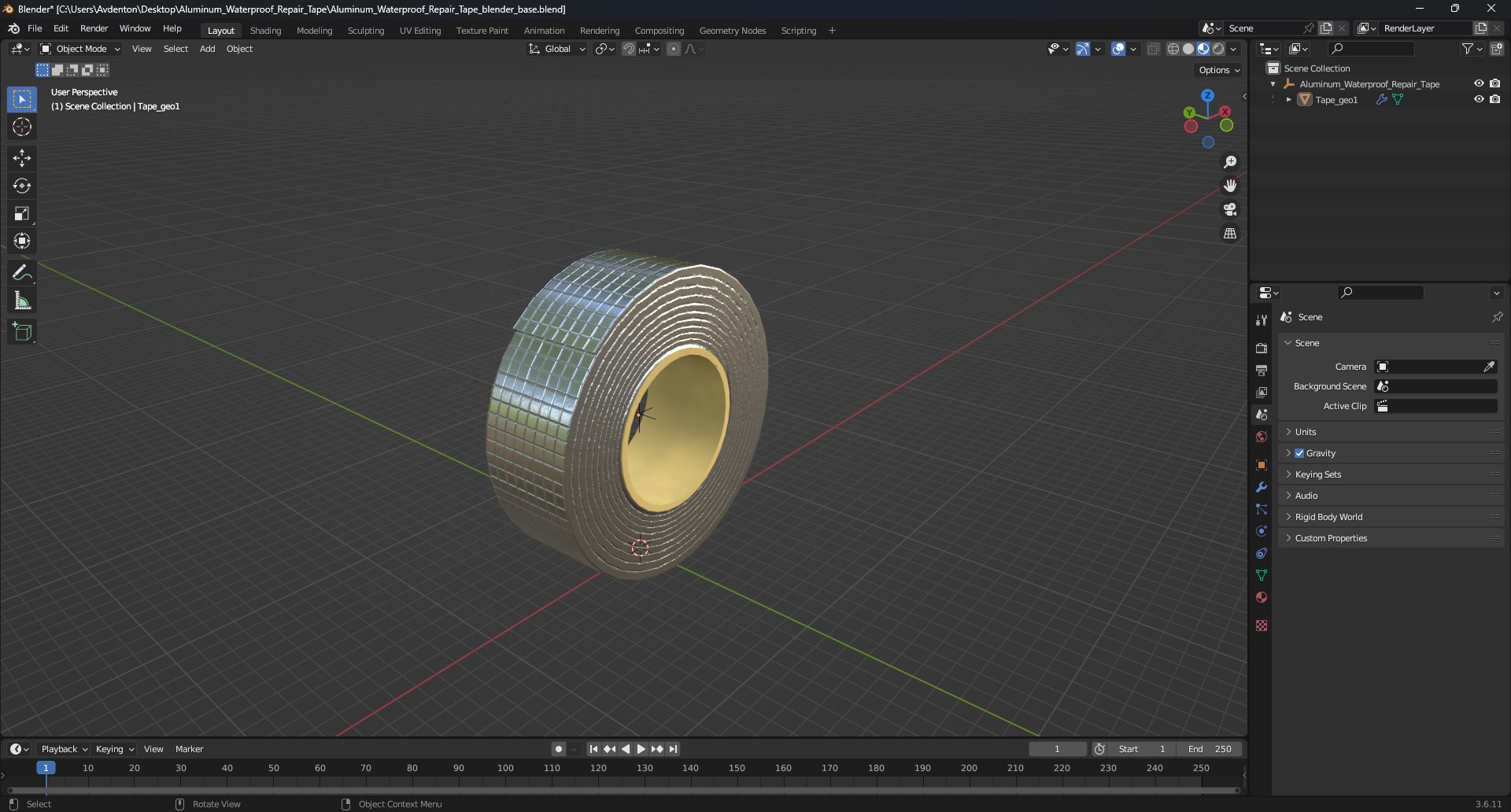 3D Aluminum Waterproof Repair Tape Model - TurboSquid 2280217