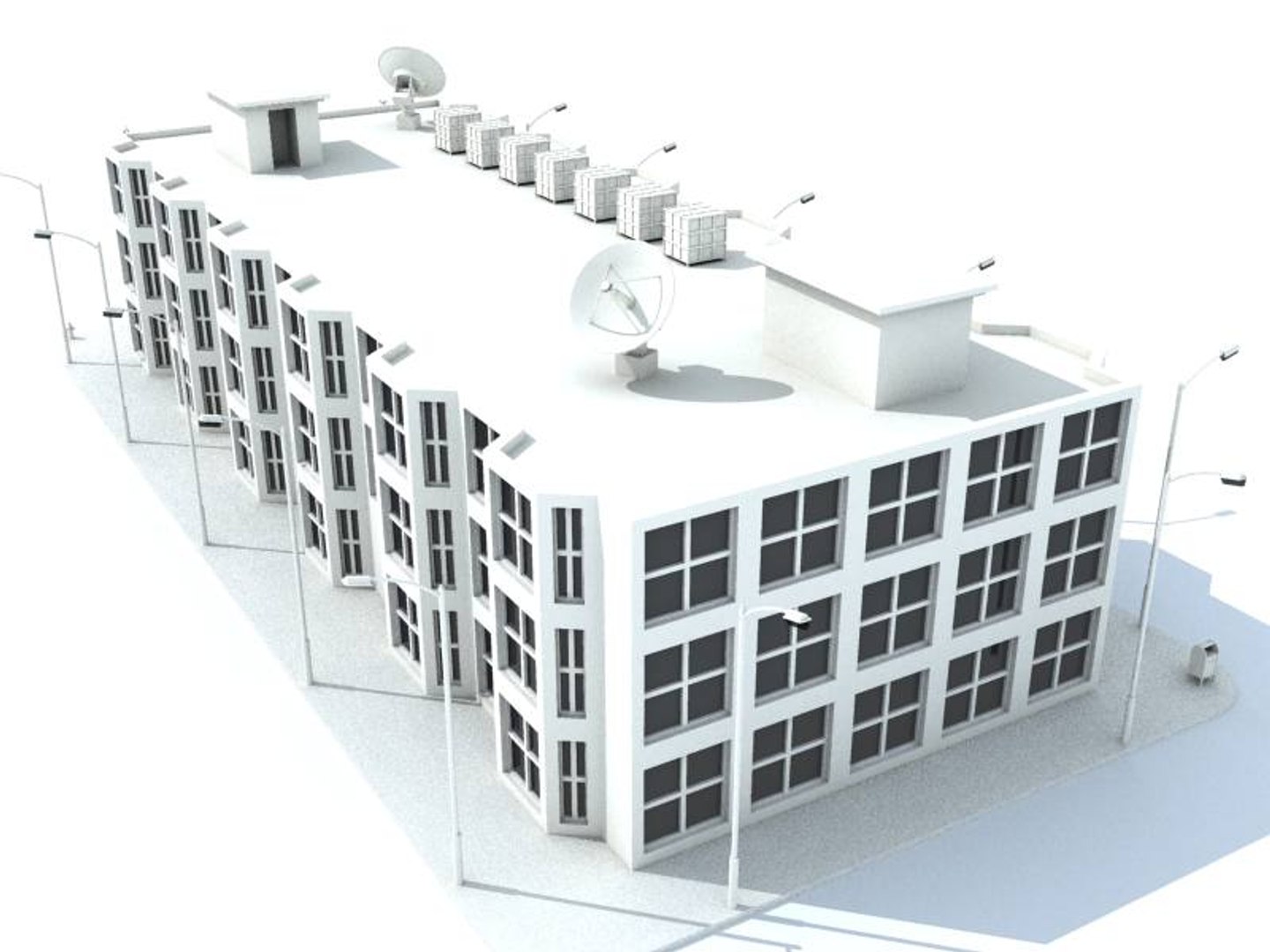 Light Buildings 3d Model