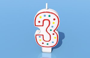 3 birthday candle cake model