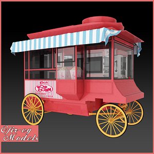 3D model popcorn cart