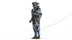 Futuristic Battle Robot 3D Model Rigged Game Ready
