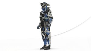 Futuristic Battle Robot 3D Model Rigged Game Ready
