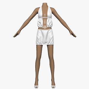 3ds max skirt white female mannequin
