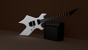 white electric guitar 3d 3ds
