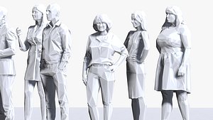 001211 100 people lowpoly 3D model