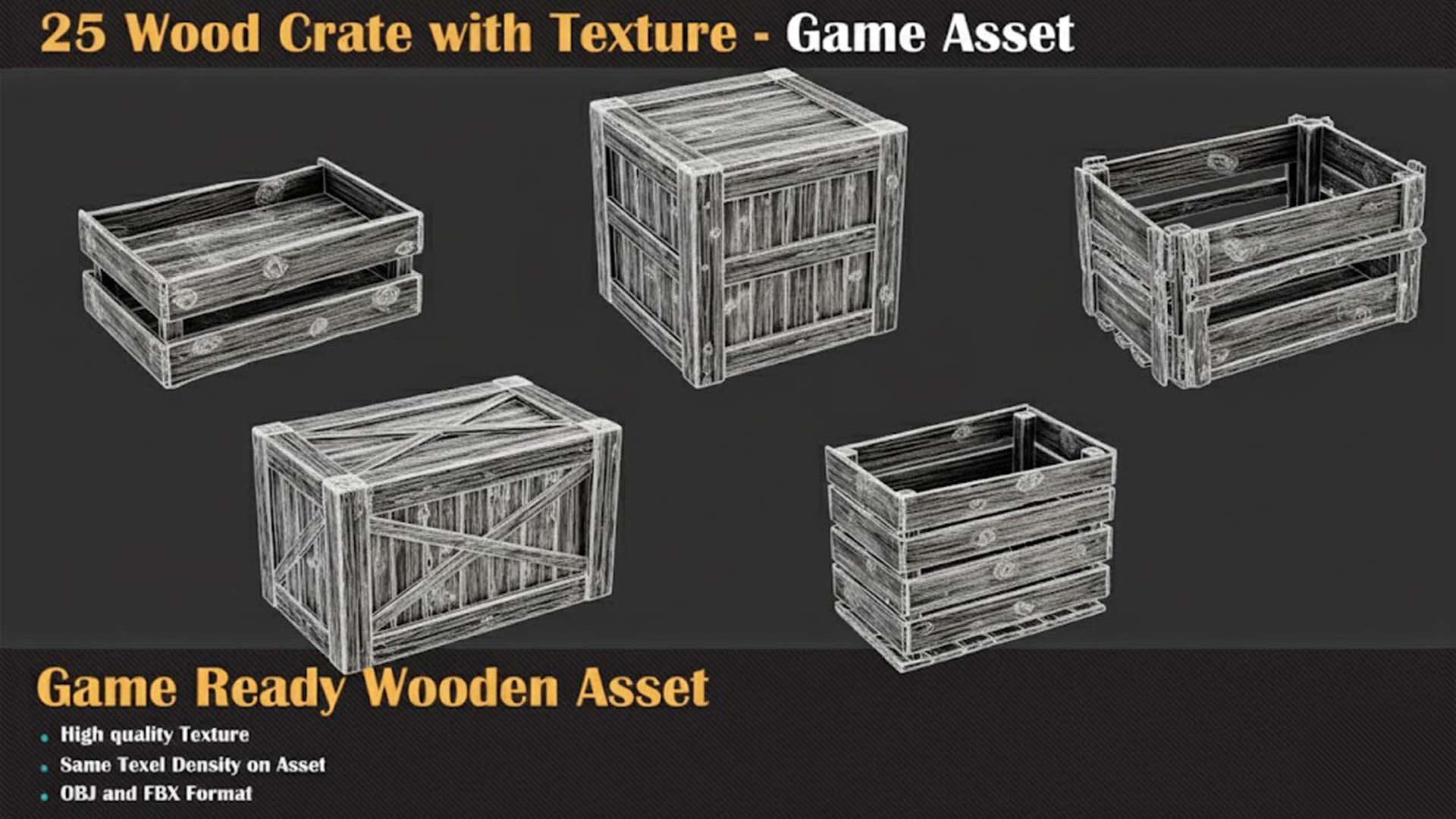 3D 25 Wood Crate - Game Asset Model - TurboSquid 2499925