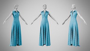 Dress 55 Boston Blue 3D model
