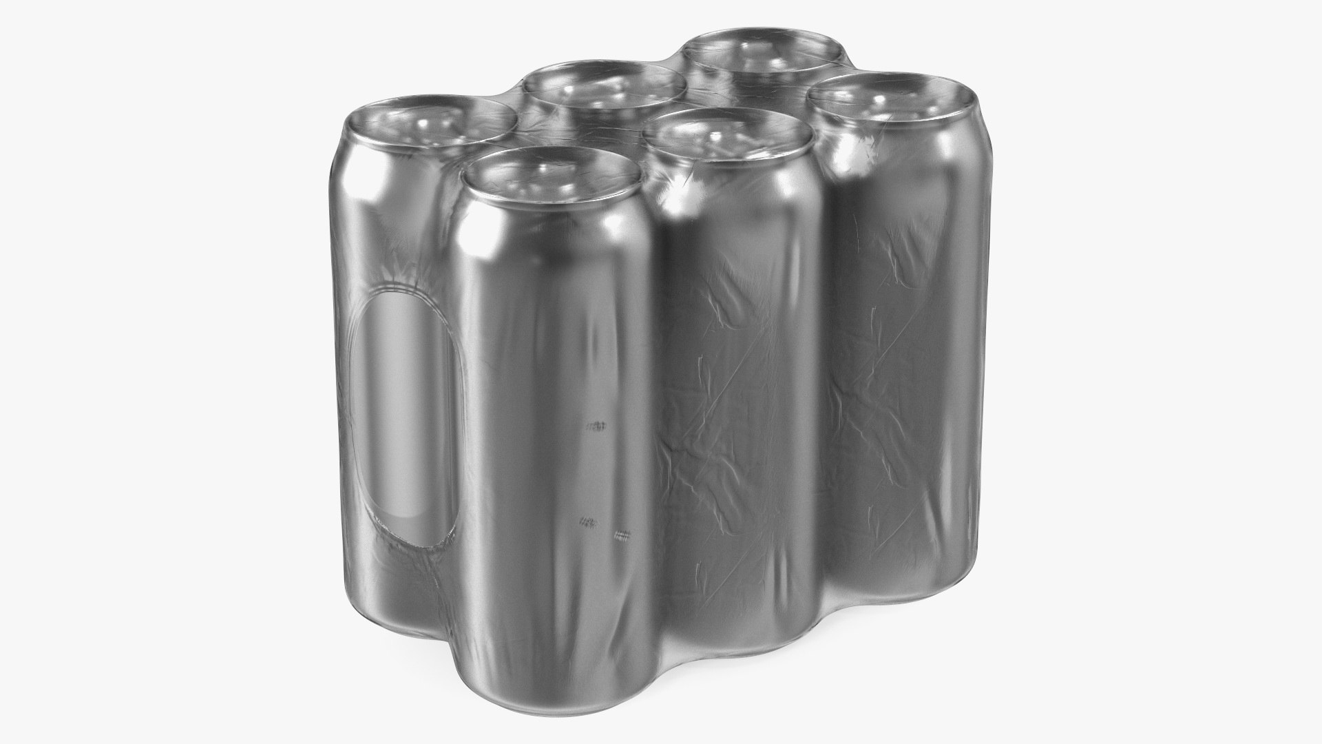 6-can 500ml Transparent Pack 3D model preview