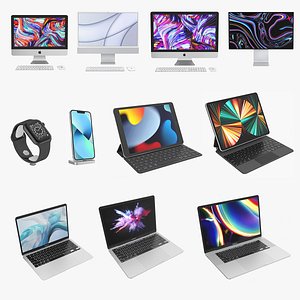 Apple Electronics Collection Low Poly 3D model