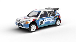 Peugeot 205 T16 Grand Raid Paris Dakar 1988 3d model