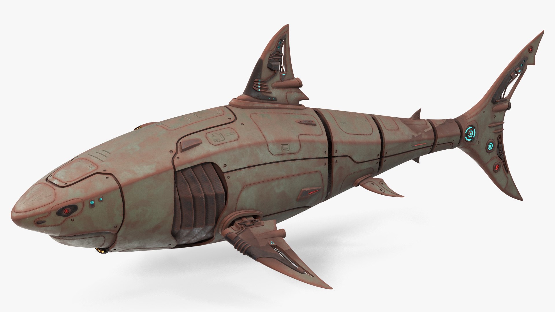 Rusty Shark Robot 3D model preview