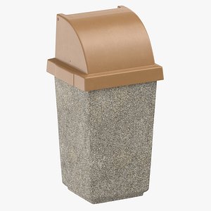 3D Outdoor Trash Receptacle Push Door Concrete Clean and Dirty