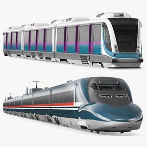 Rigged Speed Trains Collection 3D model