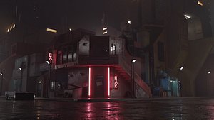 3D Cyberpunk City Scene Collection - Industrial Street model